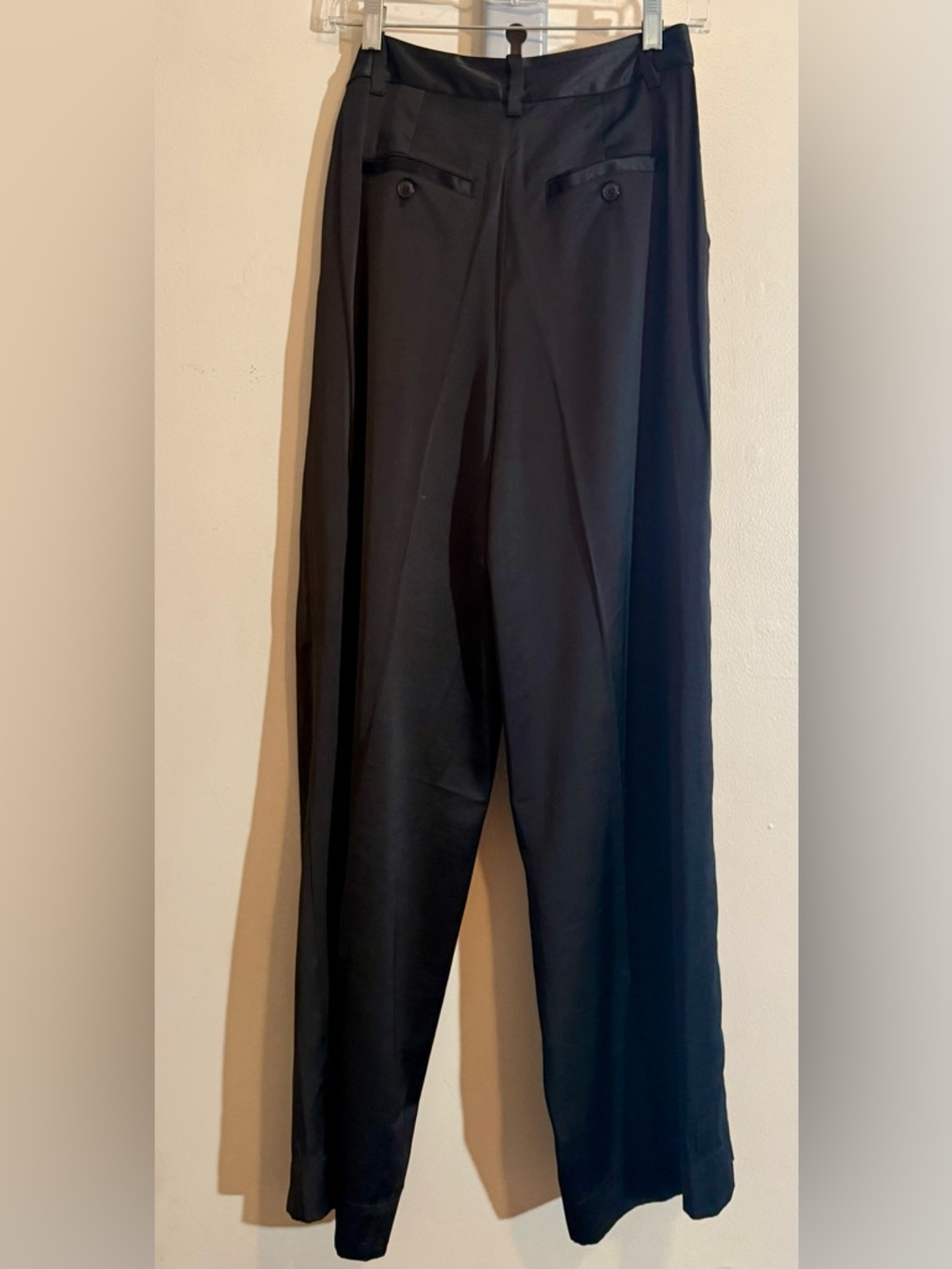 Madewell Black Satin Harlow Wide-Leg Pants, Size 0 - Picture 4 of 9